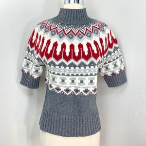 Tommy Hilfiger Cotton/Viscose Angora Fair Isle Sweater M Short Sleeves Layering